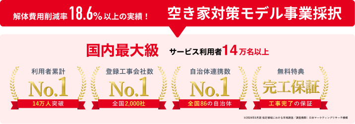 2021~2023年度国土交通省空き家対策モデル事業採択実績、自治体締結実績豊富